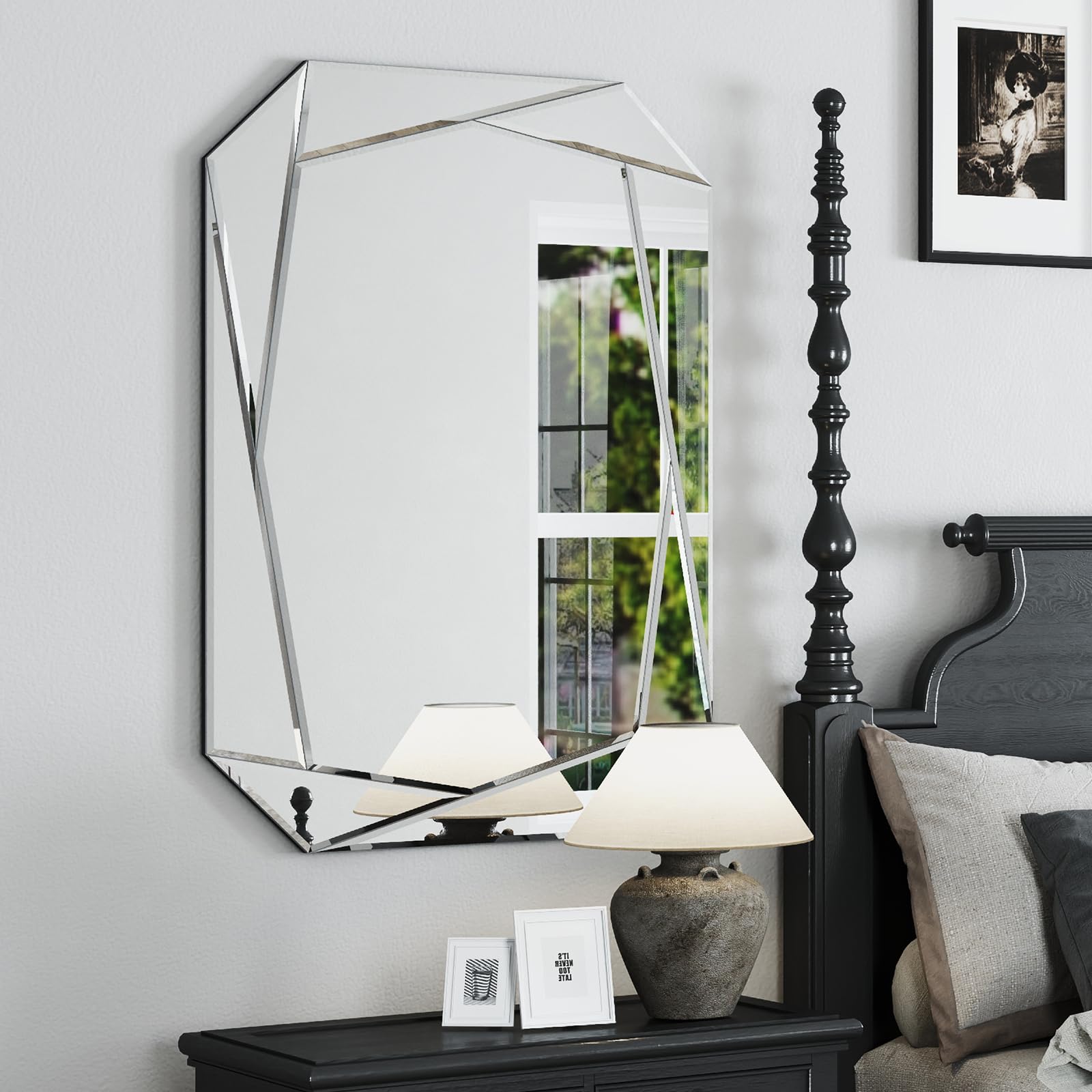 Hexagonal Frameless Beveled Wall Mirror