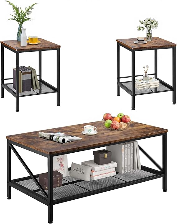 3-Piece Coffee Table Set with 2 End Tables