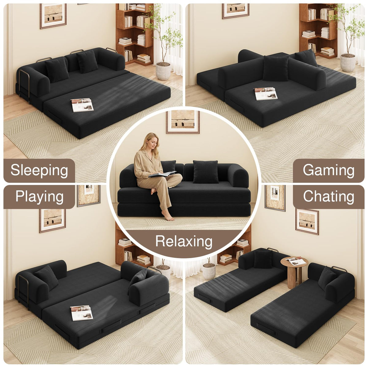 Ahomly 78.8'' Convertible Sofa Bed,5-in-1 Boneless Couch, No Assembly