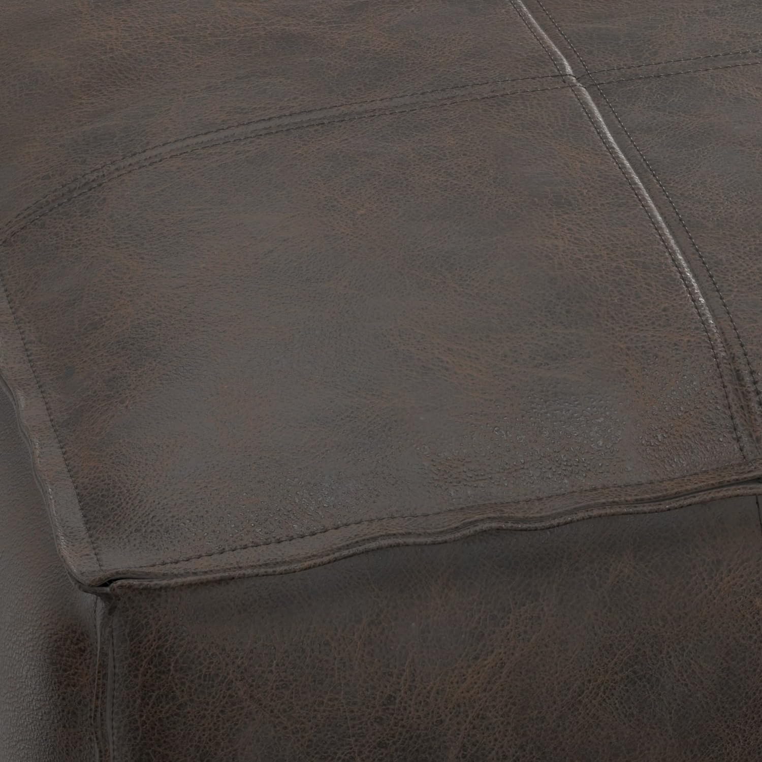 Square Leather Pouf Ottoman