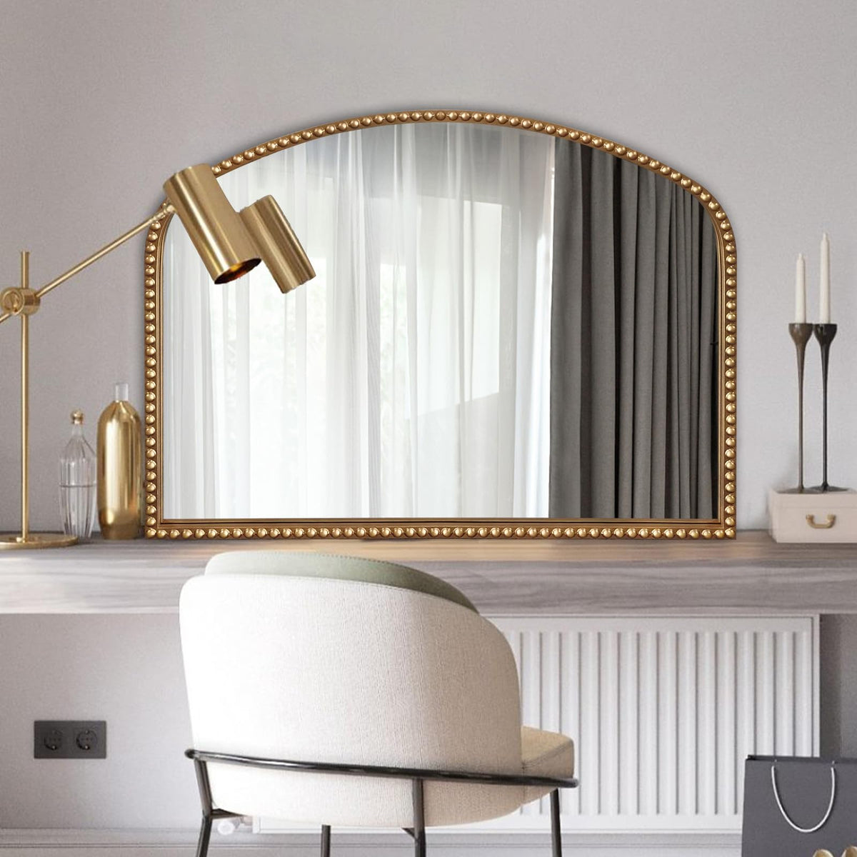 Vintage Gold Arched Wall Mirror
