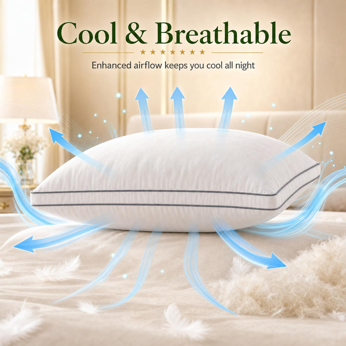 Goose Down Pillows Set of 2, King Size Hotel Quality Sleeping Pillows