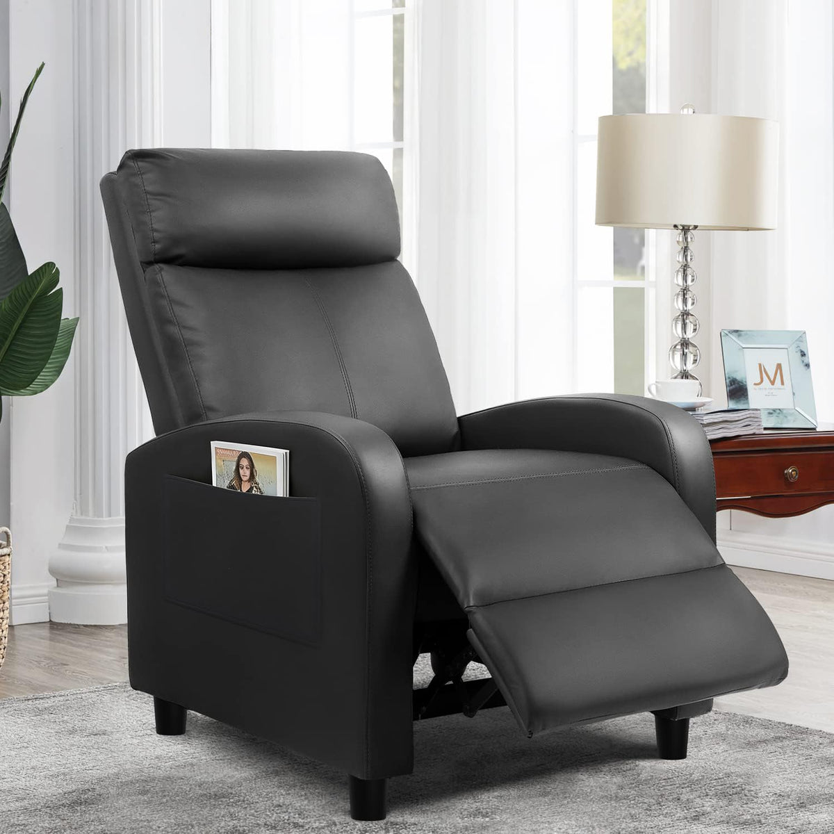 Furniwell Massage Recliner Chair for Living Room PU Leather Reclining Chair