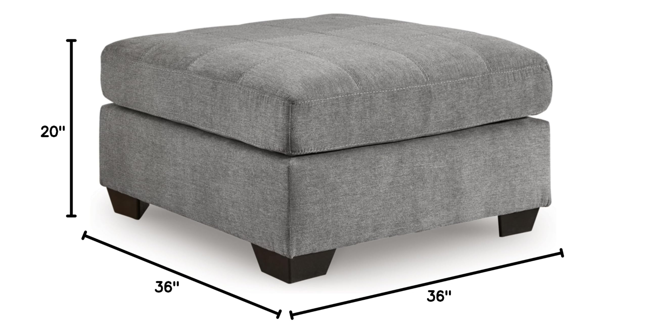 Signature Design by Ashley Marleton Classic Square Upholstered Oversized Accent Ottoman, Light Gray