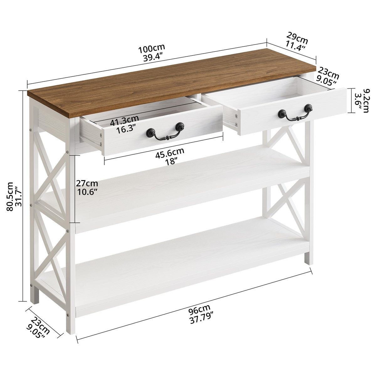 Farmhouse Console Table with Drawers