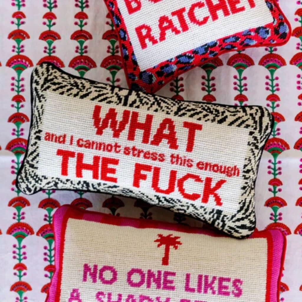 Needlepoint Decorative Throw Pillow – WTF