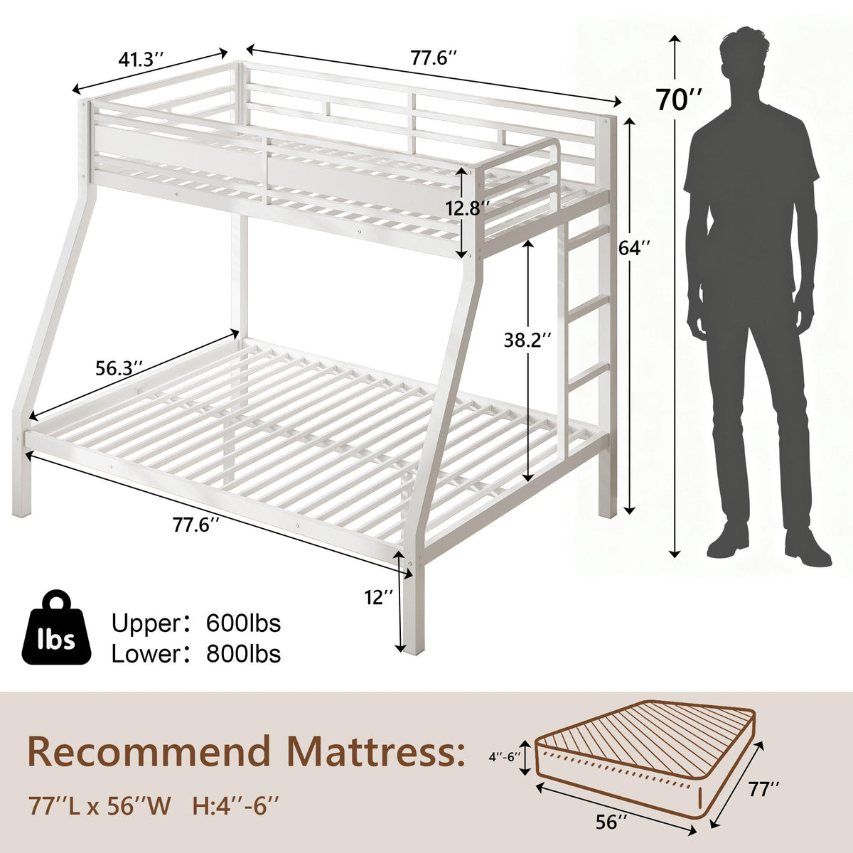 Twin Over Full Metal Bunk Bed