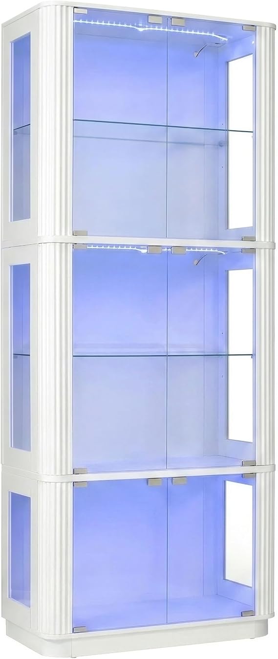 Arched Glass Display Cabinet with LED Lights