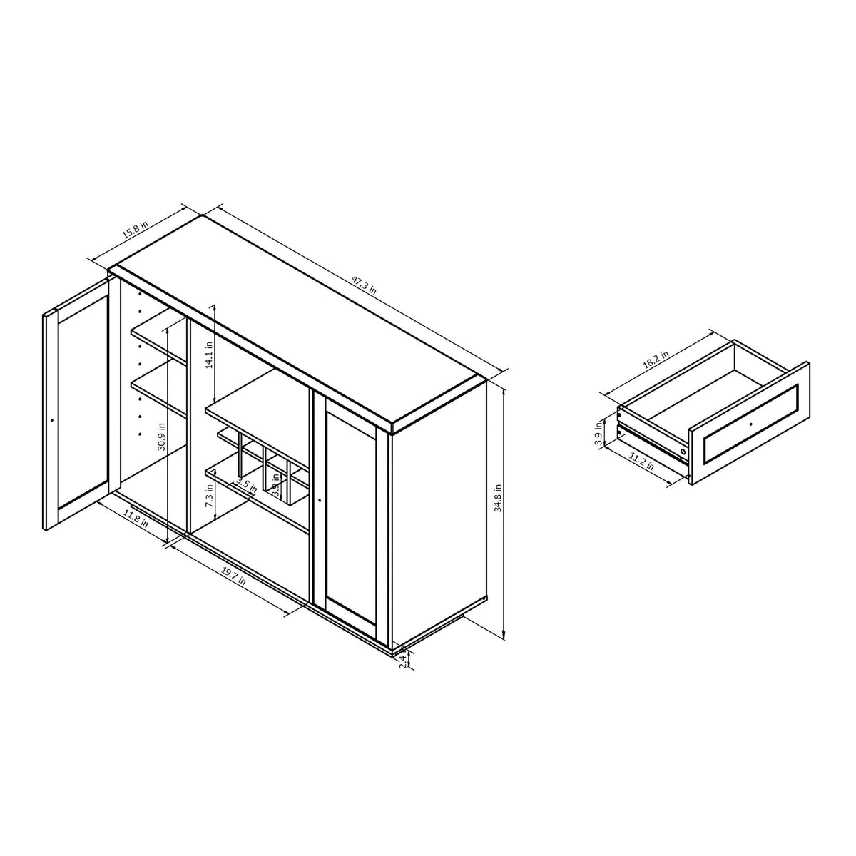 HOMES: INSIDE + OUT Olympia Multi Storage Dining Buffet, Espresso