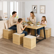 6-Piece Corner Dining Table Set with Storage Bench & Stools