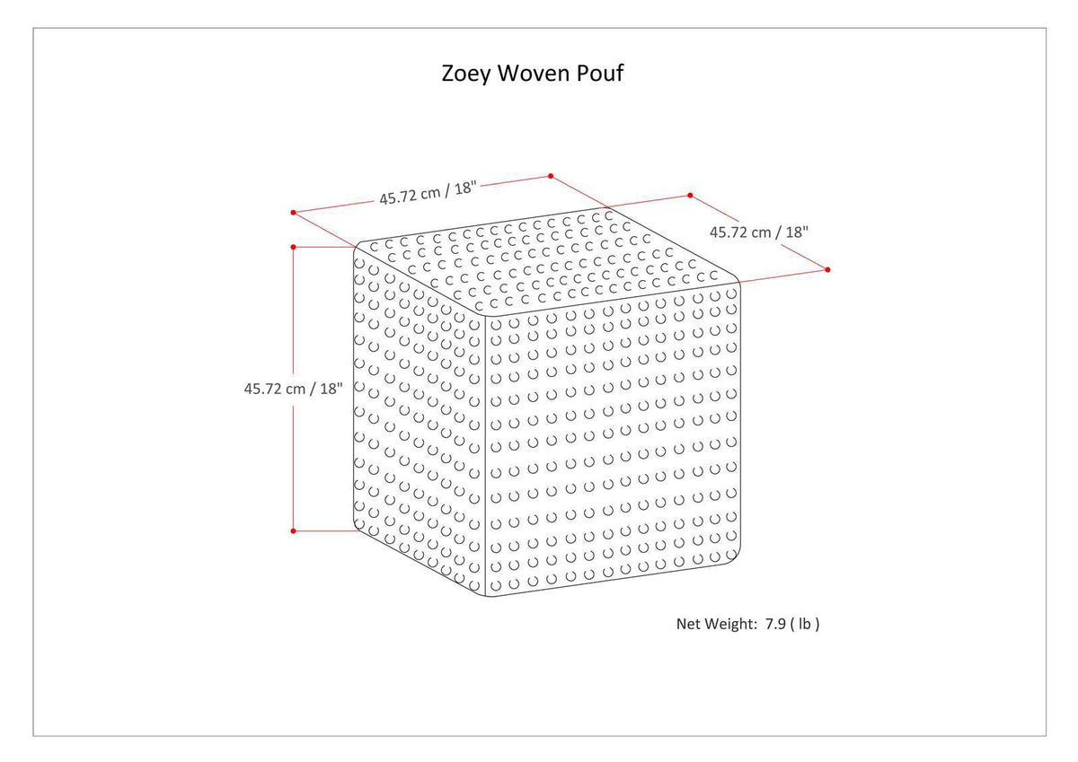 SIMPLIHOME Zoey 18" Wide Cube Pouf in Multi-Beige Wool and Cotton