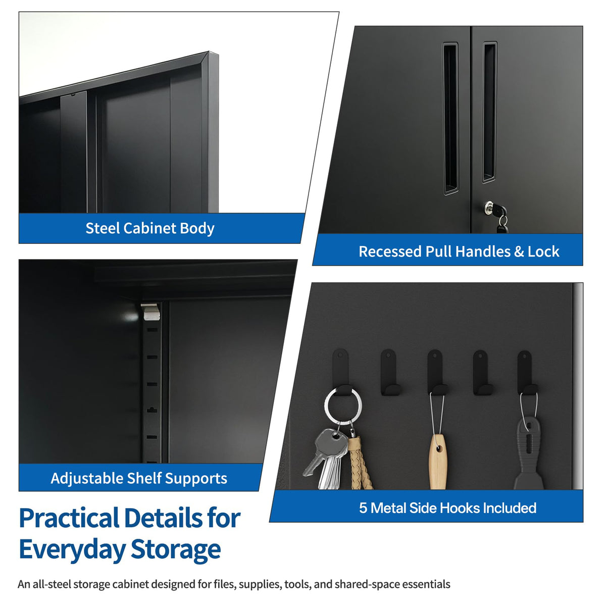 Black Steel Locking Storage Cabinet