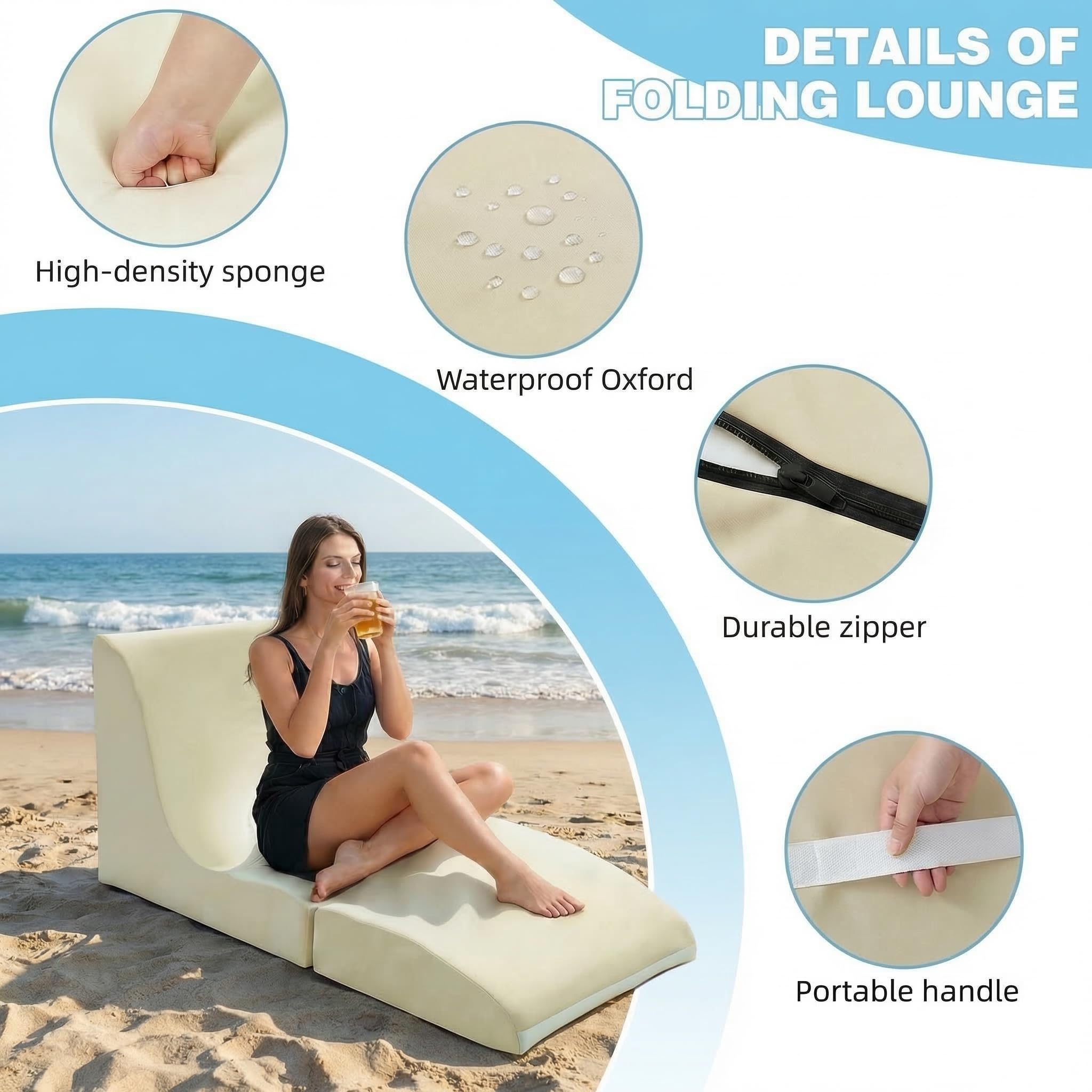 Foldable Outdoor Chaise Lounge Chair Set of 2 with Back Support