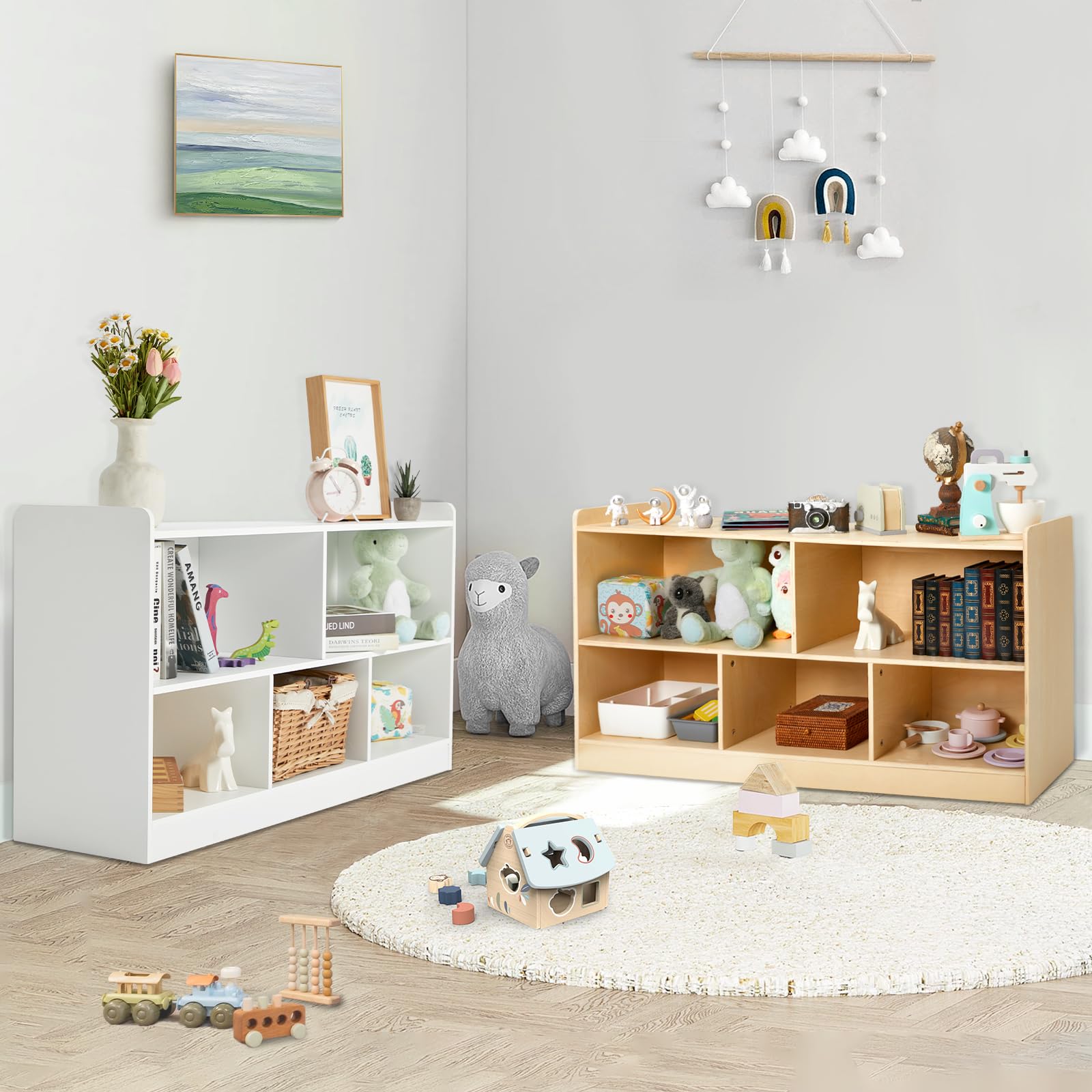 Kids Montessori Bookshelf & Toy Storage Organizer