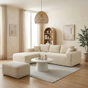 Plush Ottoman & L-Shaped Sofa Set