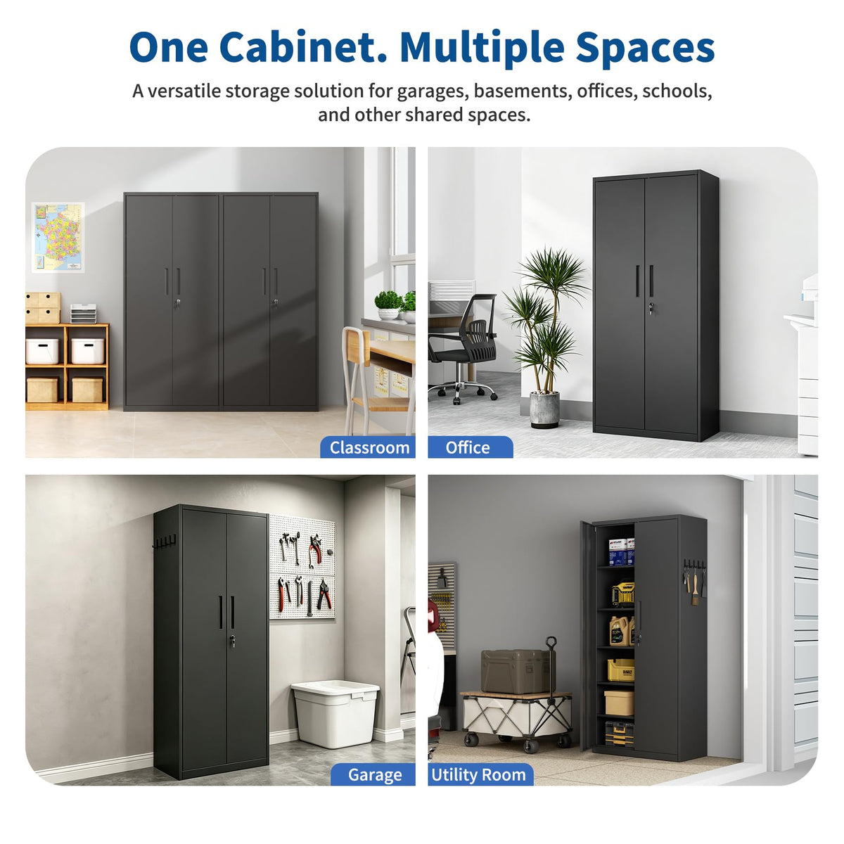 Black Steel Locking Storage Cabinet