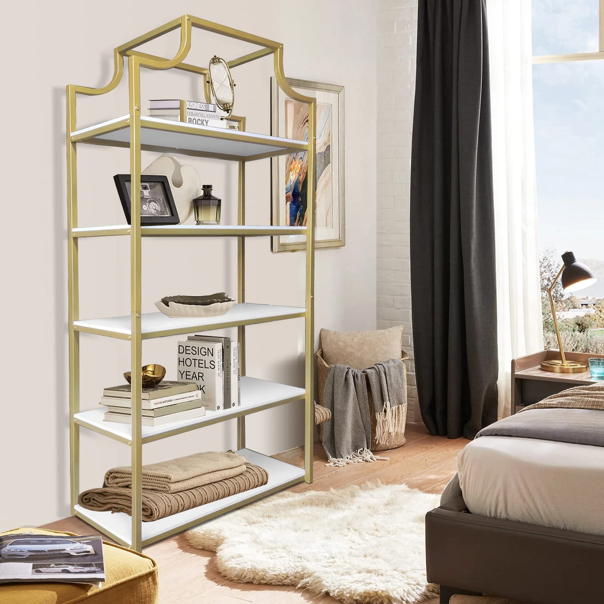 5-Tier Gold Bookcase