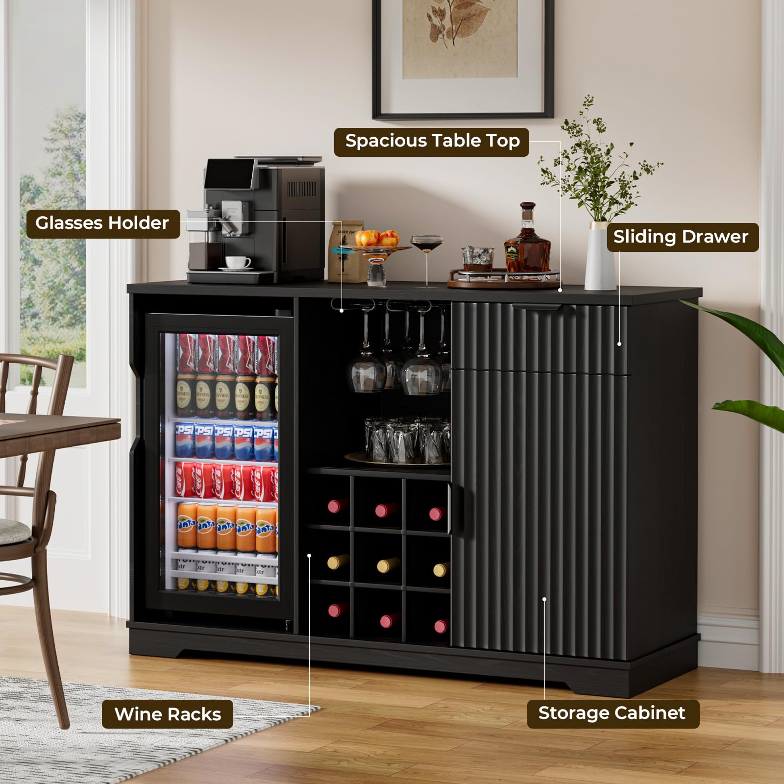 Coffee Bar Cabinet with Fridge