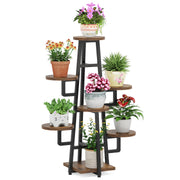 LITTLE TREE 7 Tier Plant Stand Indoor Tall Plant Shelf Corner Plant Pots Holder Rack Flower Stand for Living Room Balcony Garden, Rustic Brown