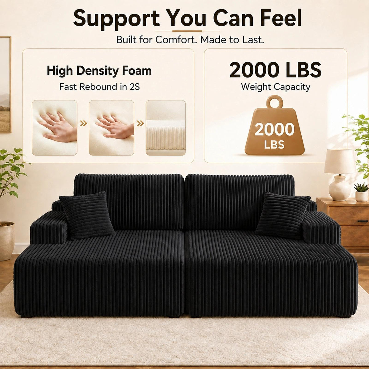 WHGBJA 3 in 1 Sofa Bed Couch for Living Room/Bedroom, Convertible, Modular