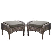 Outdoor Wicker Ottoman Footrest Set of 2