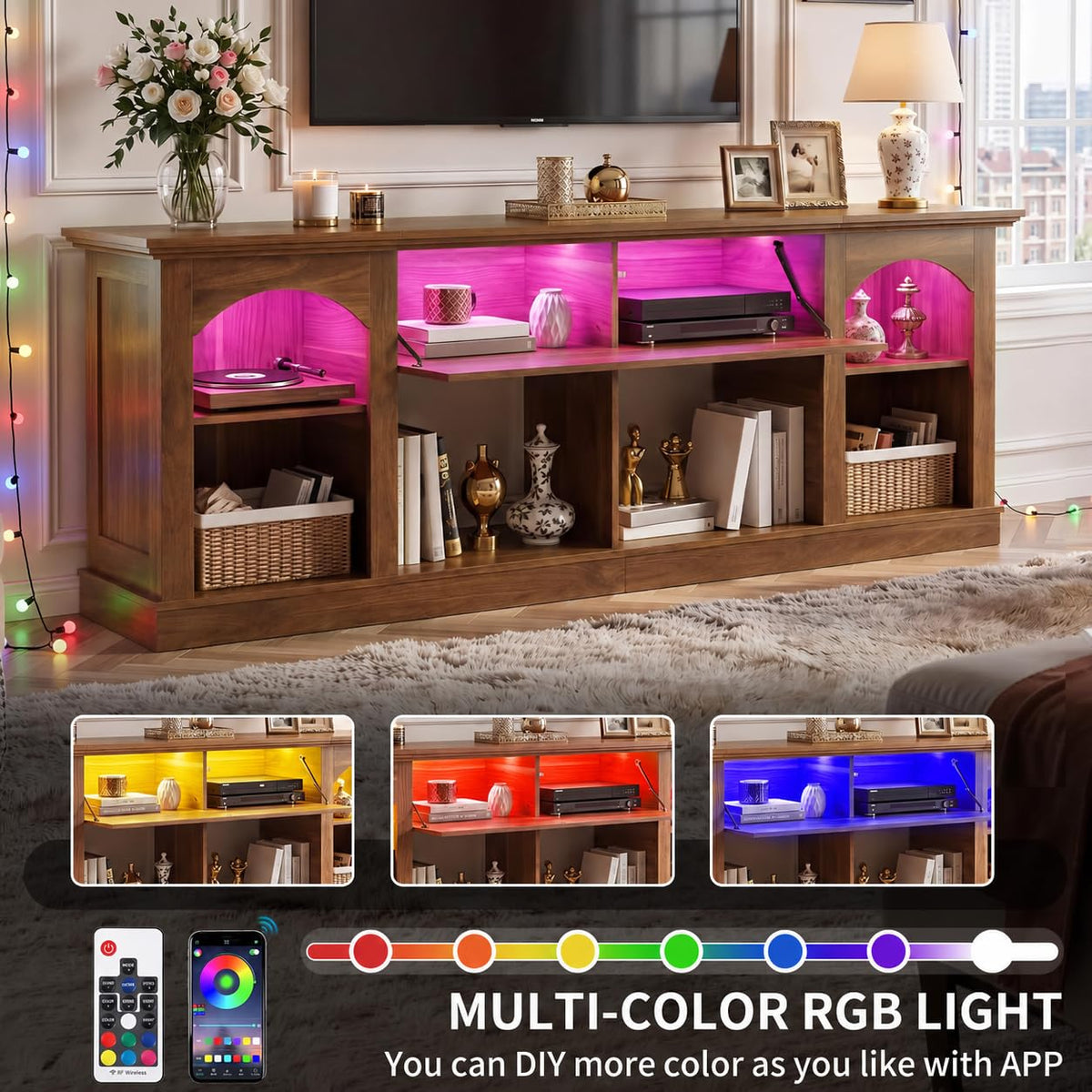 Walnut LED TV Stand