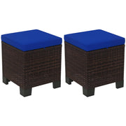 Outdoor Wicker Ottoman Set of 2