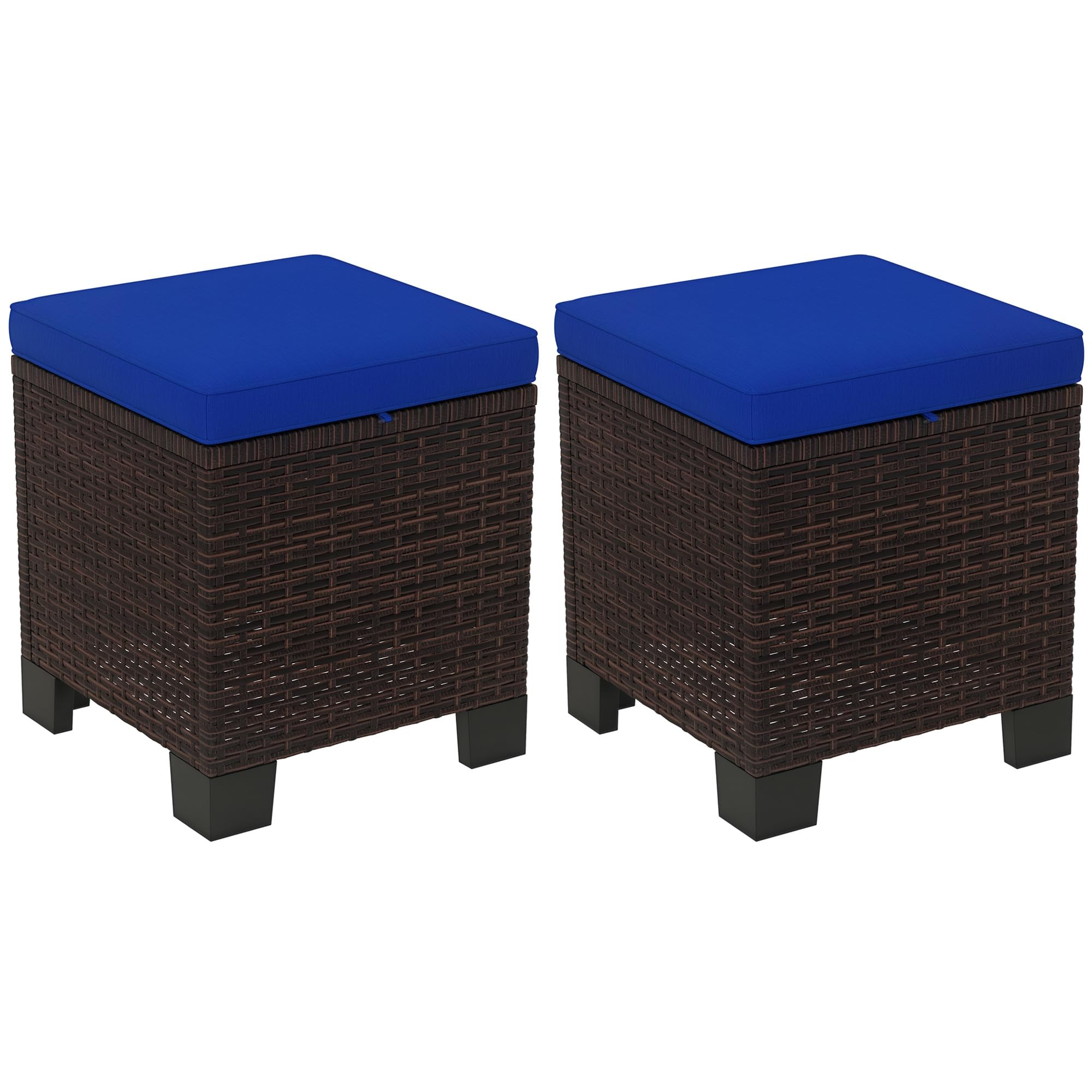 Outdoor Wicker Ottoman Set of 2