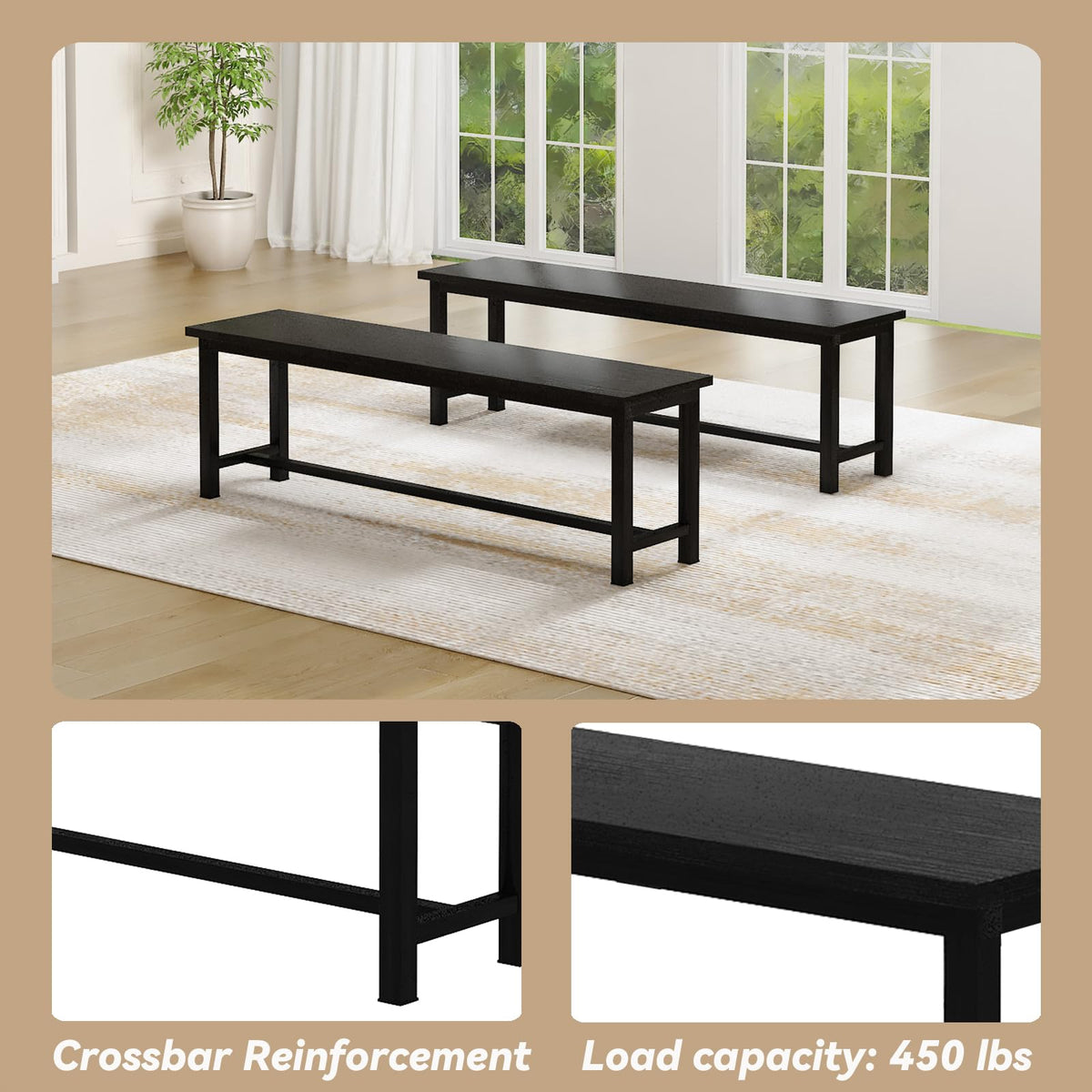 Dining Table Set with 2 Benches