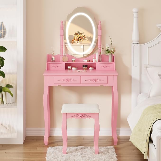 LED Mirror Vanity Desk Set