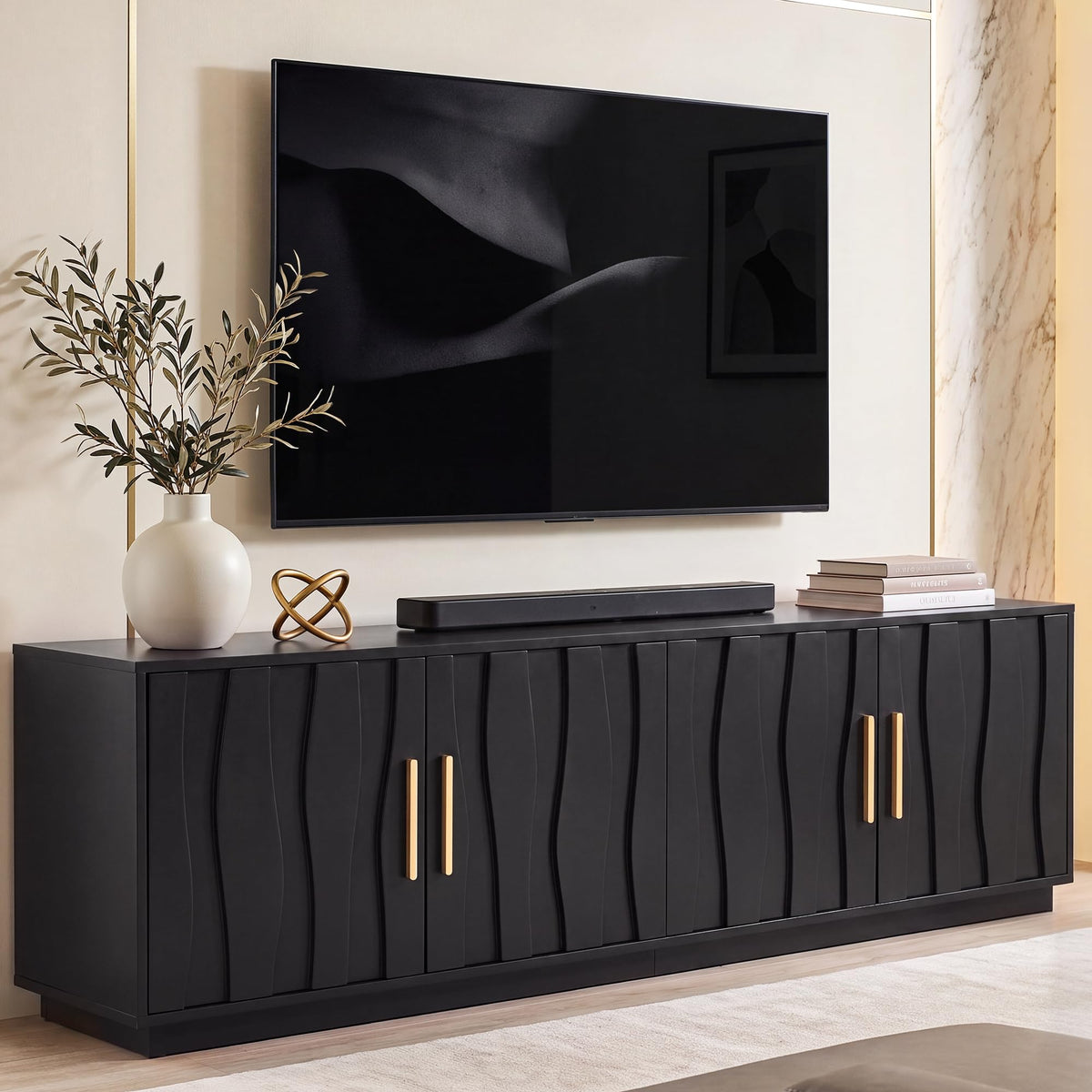 Black Fluted TV Stand