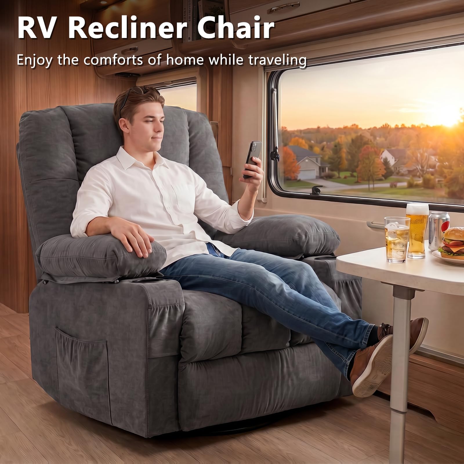 Massage Swivel Rocker Recliner Chair with Heat