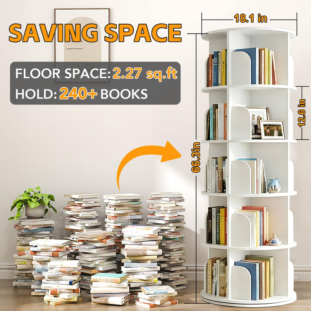 5-Tier Rotating Bookshelf