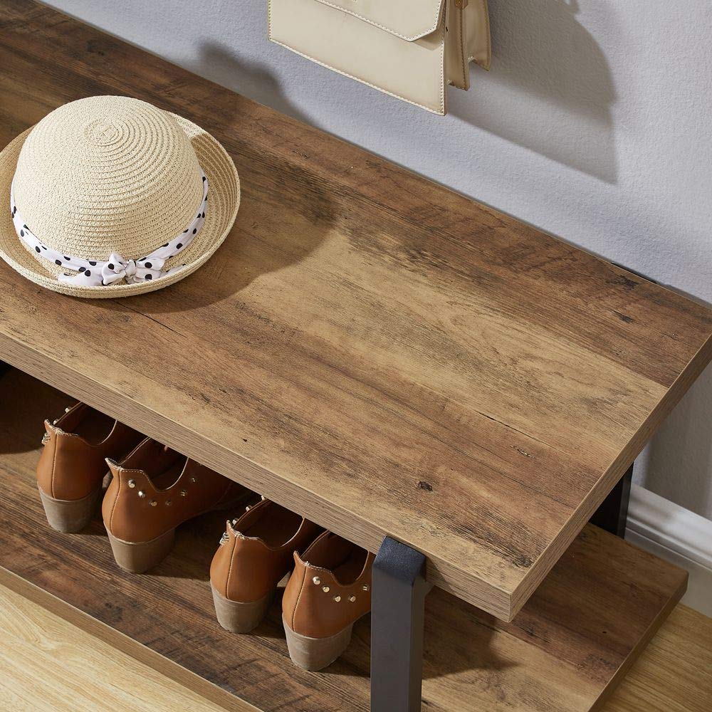 Industrial Oak Entryway Bench