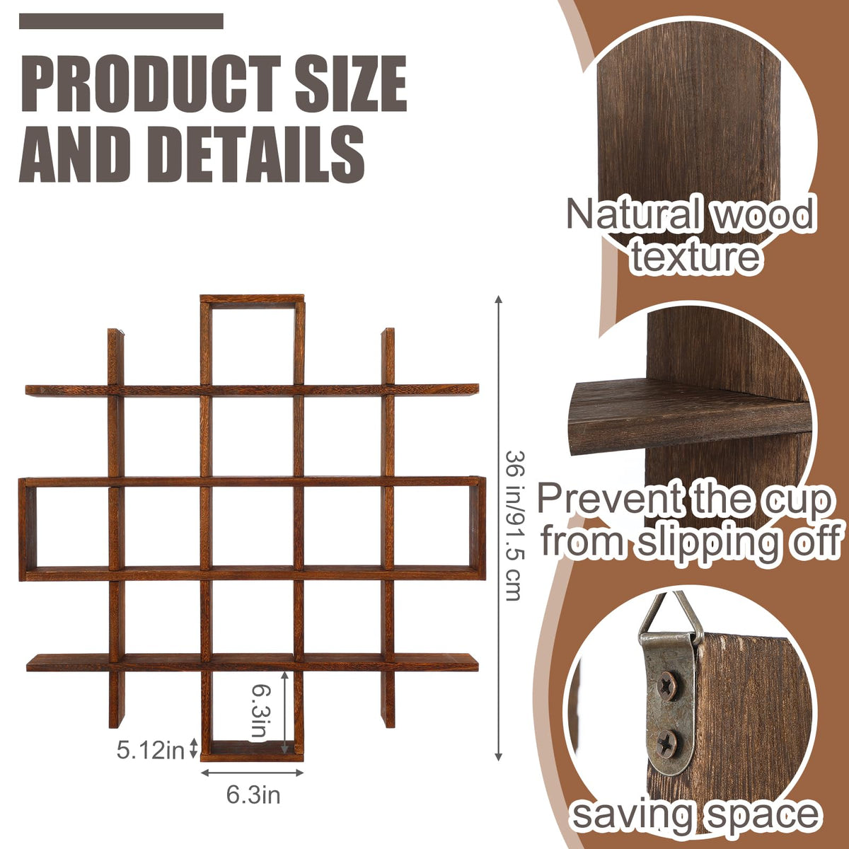 Rustic Wood Wall Display Shelf
