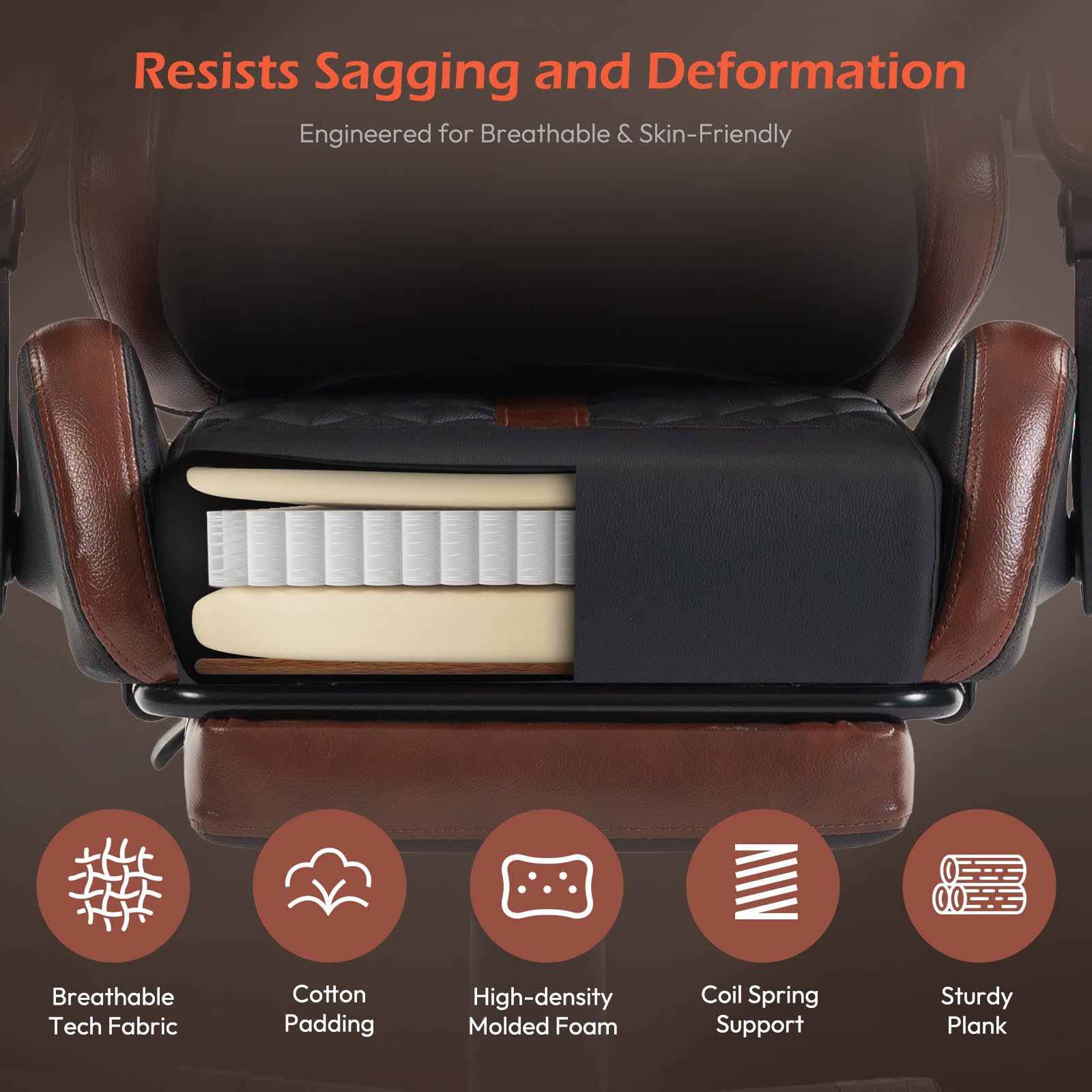 Ergonomic Gaming Chair with Footrest & Memory Foam Support