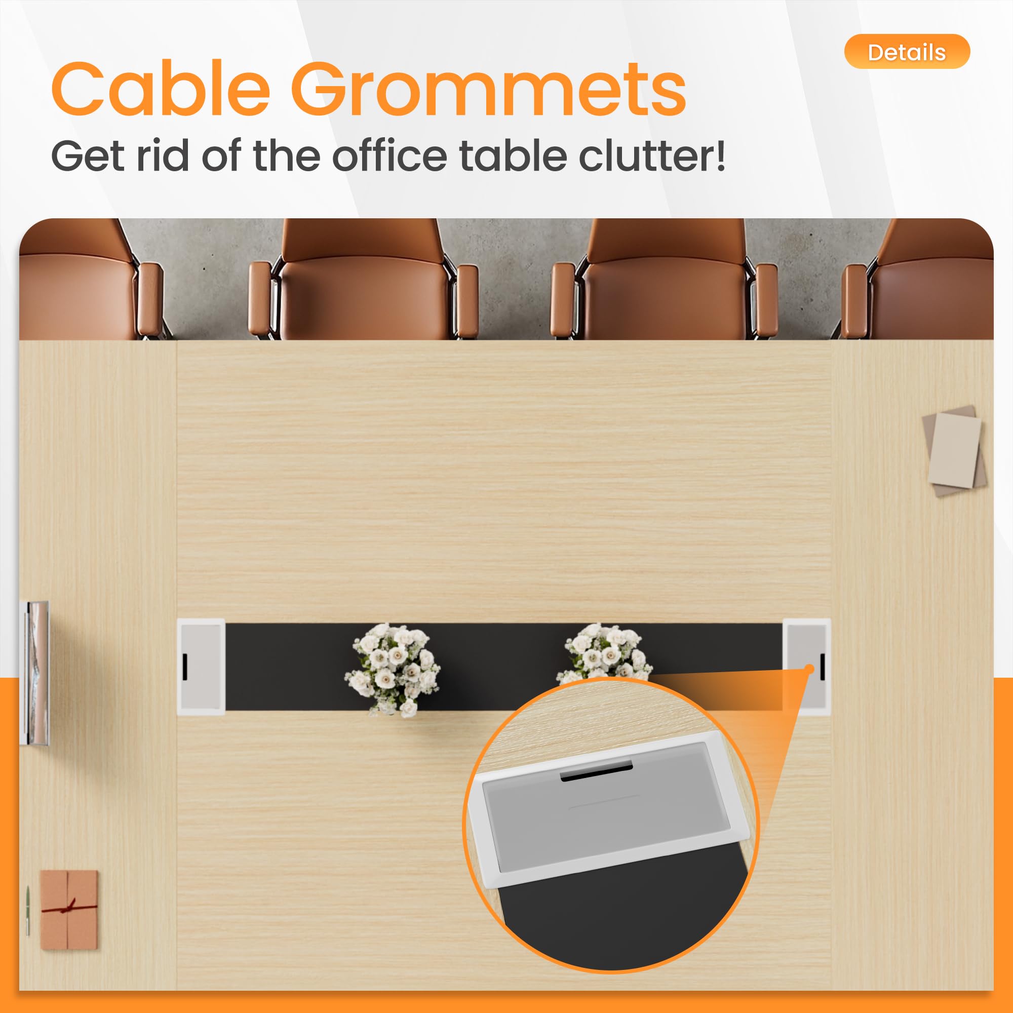 8FT Conference Table with Cable Grommets