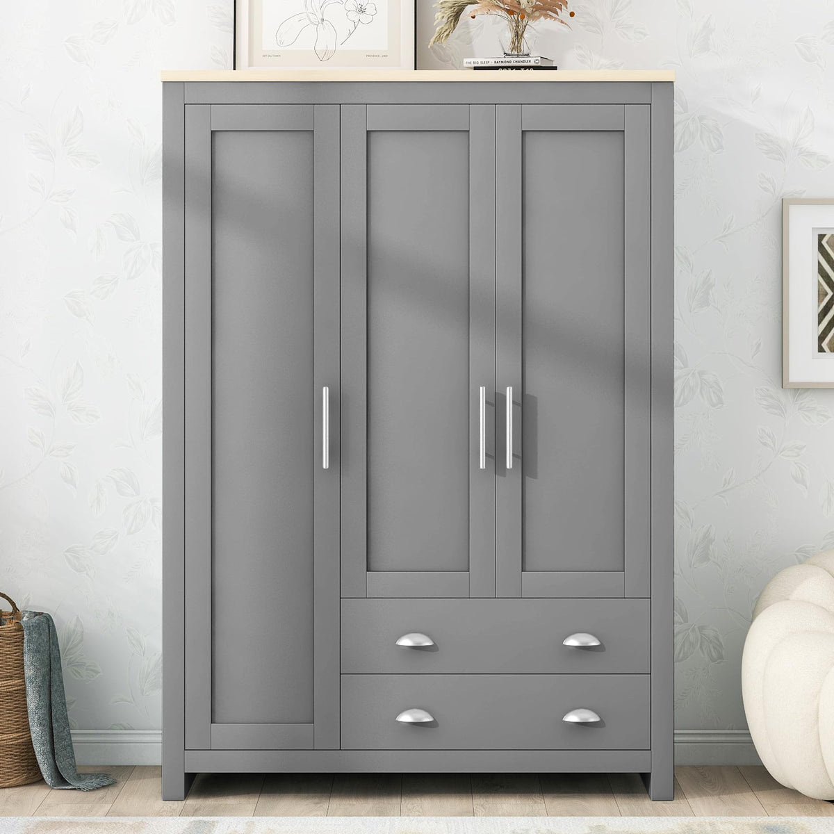 3-Door Wardrobe with Drawers