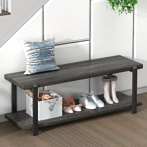 Industrial Oak Entryway Bench