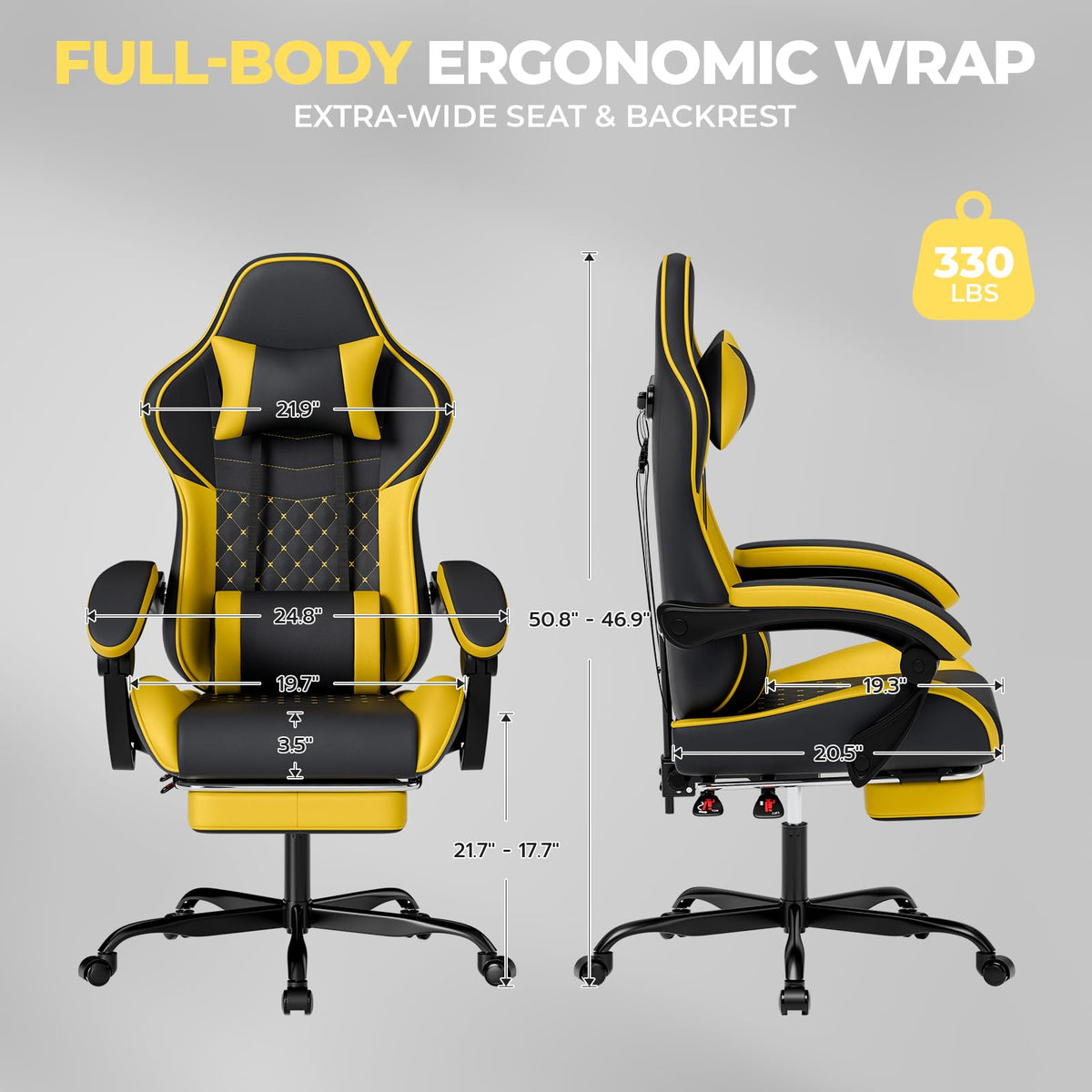 Ergonomic Video Gaming Chair Blackyellow