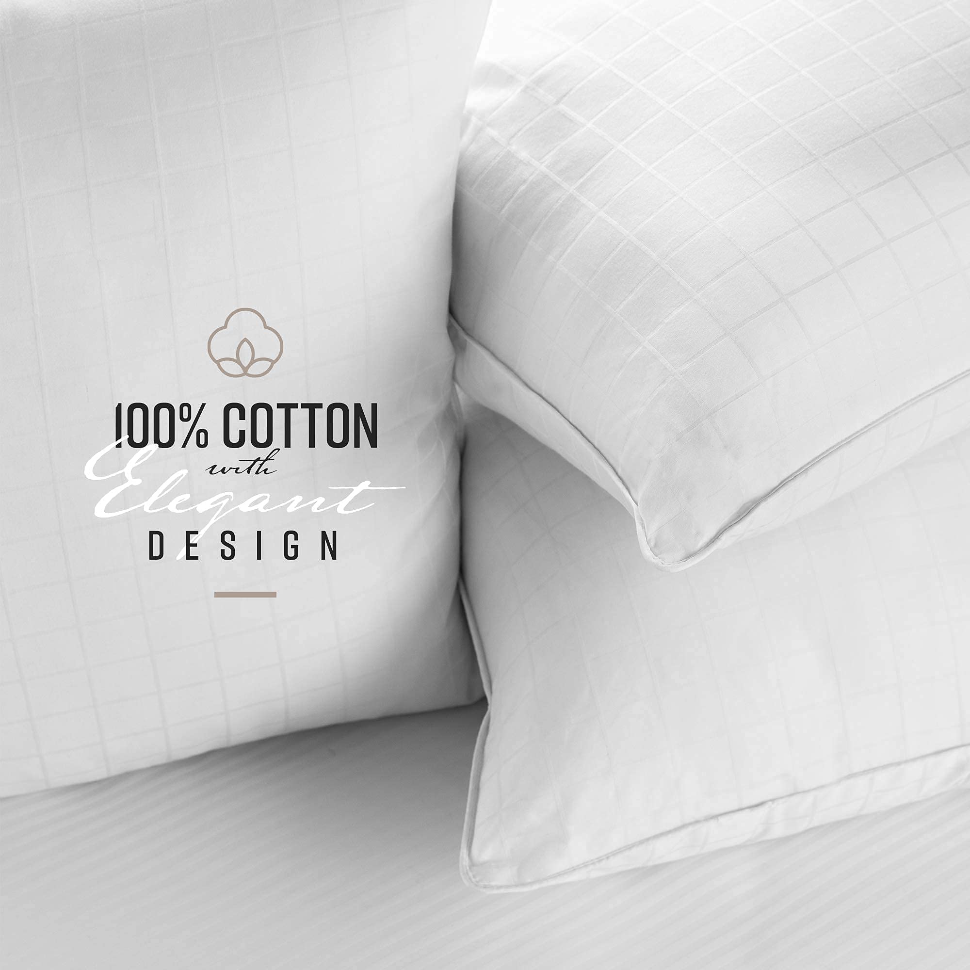 Sobel Westex Sobella Hotel Pillow Queen Size for Side Sleepers - 300TC 100% Cotton Cover with Gel Fiber Fill for Consistent Neck Support, Hotel and Resort Quality, Machine Washable, 20x30