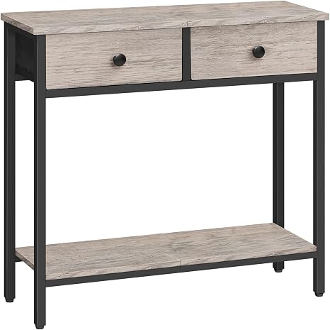 Narrow Console Table with 2 Fabric Drawers