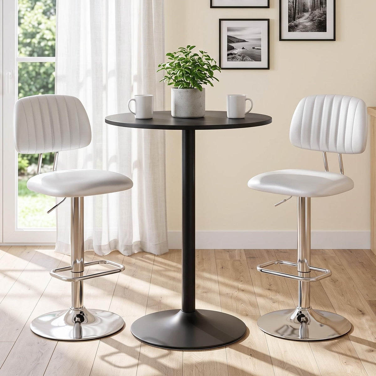 shipborne Bar Stools Set of 2, Swivel Barstools, Modern Bar Chairs, Silver