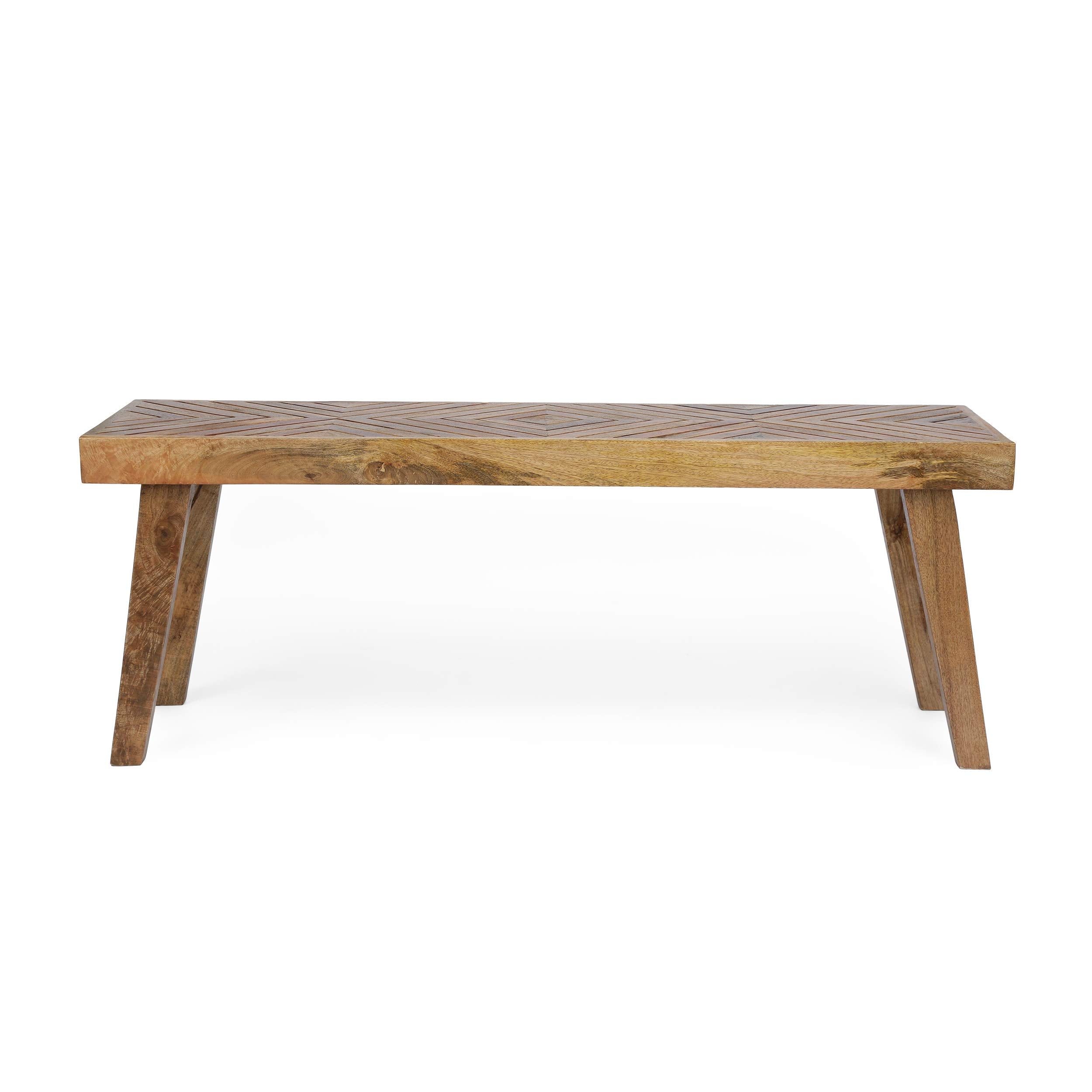 Mango Wood Dining Bench – Rustic Boho, Natural Brown