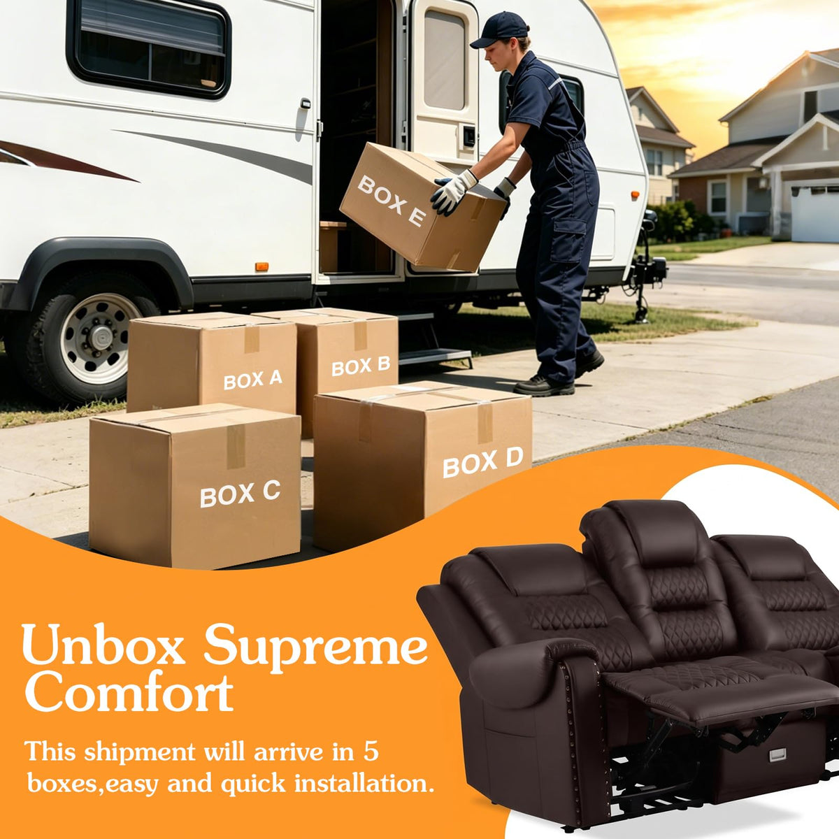 3 Seat Power Loveseat Recliner Sofa, Home Theater Seating with Massage Heat
