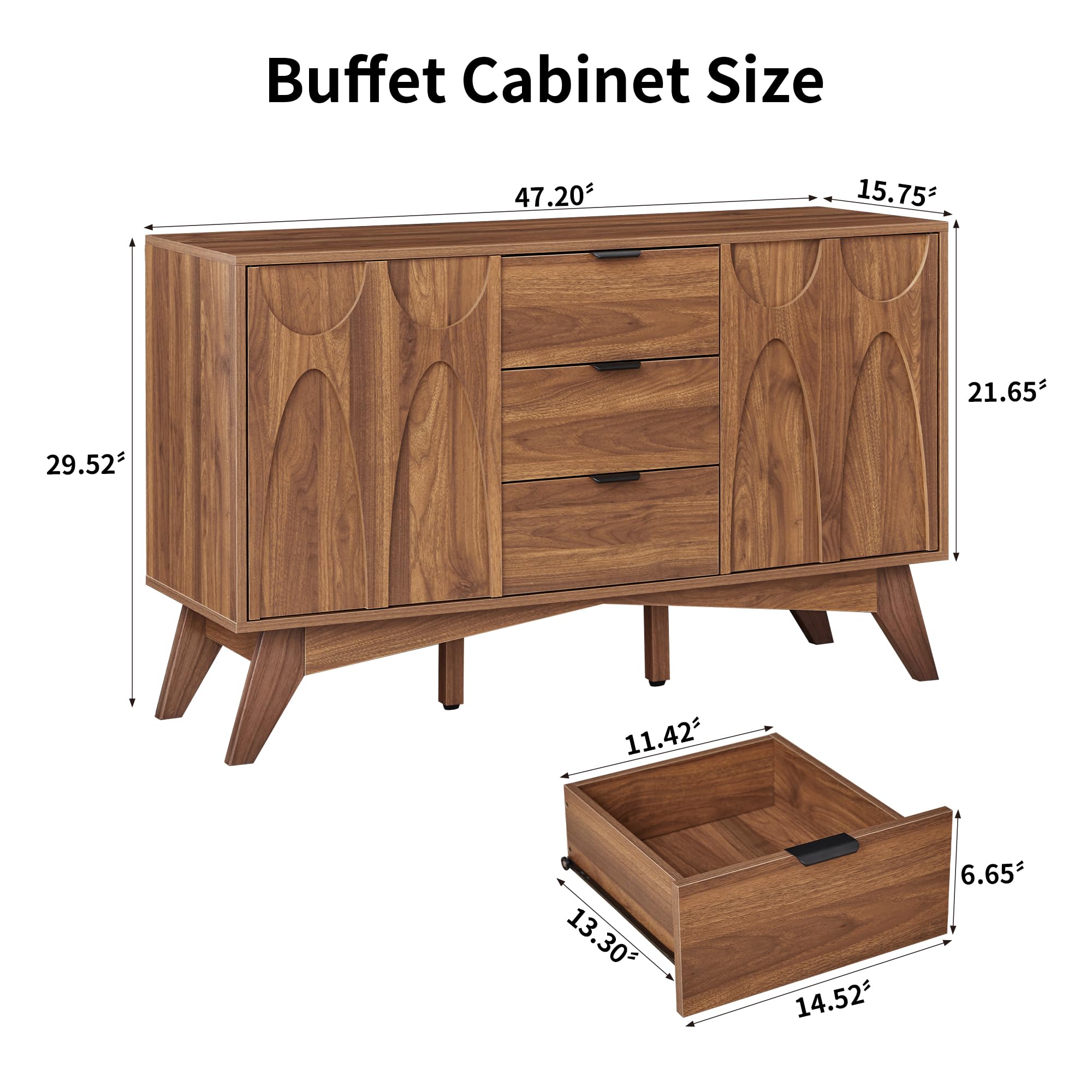 Mid-Century Modern Buffet Cabinet with Storage