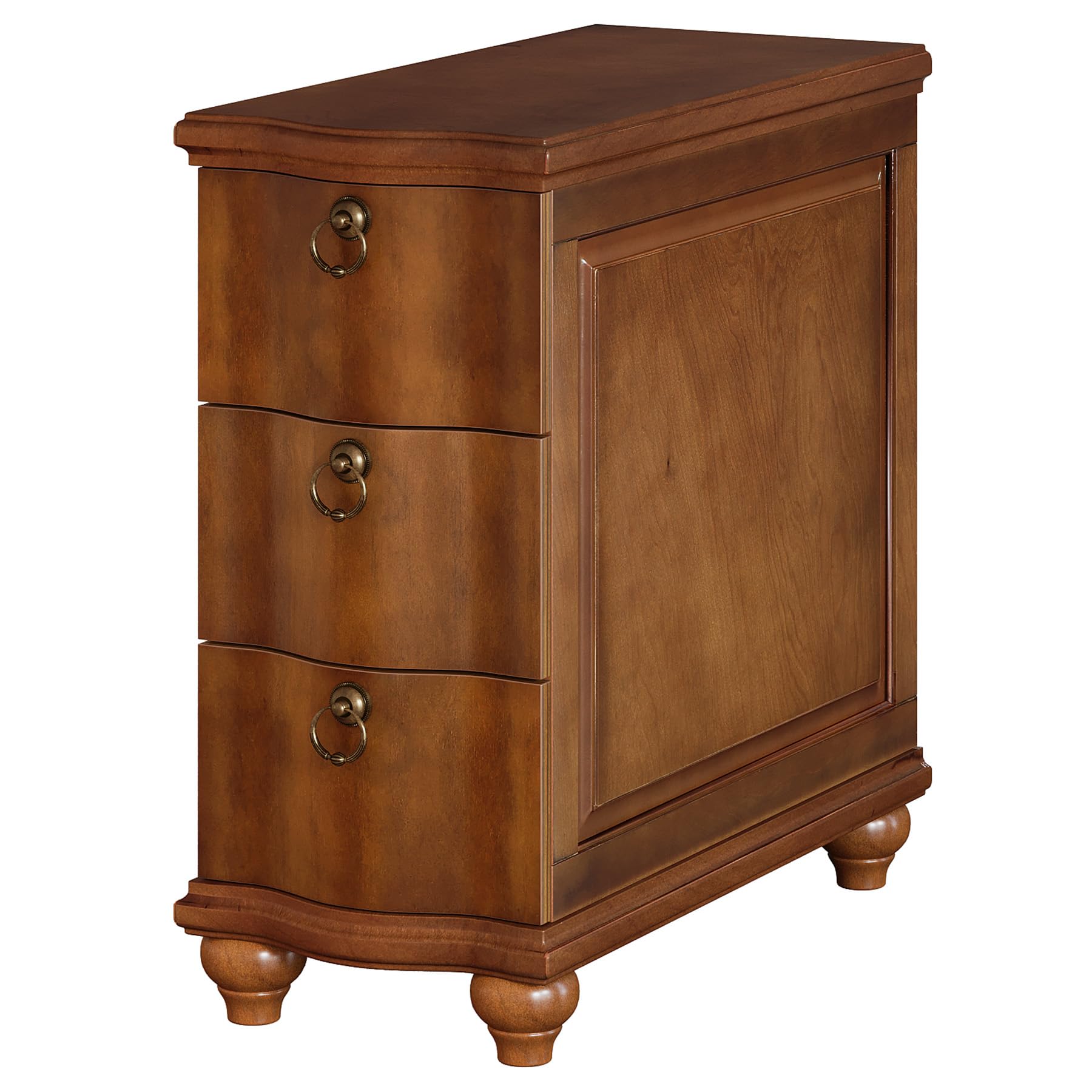 Tribesigns Wood Fully Assembled End Table, 3-Drawers Narrow Slim Side Table, No Assembly Required, Nightstand for Bedside, Small Spaces, Living Room, Bedroom, Walnut Brown