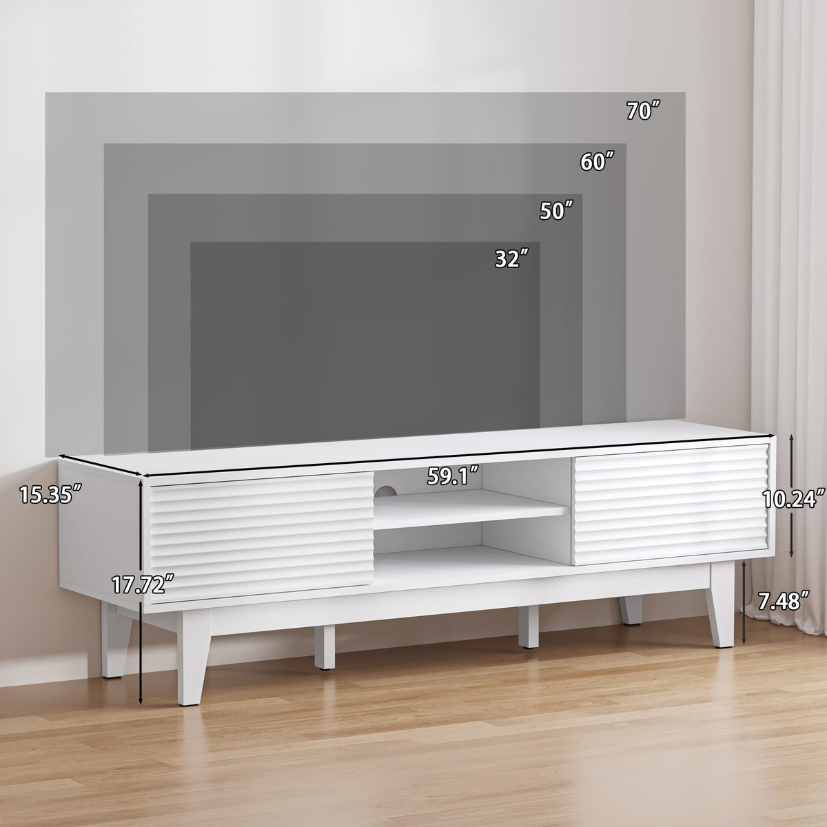 White Fluted TV Stand