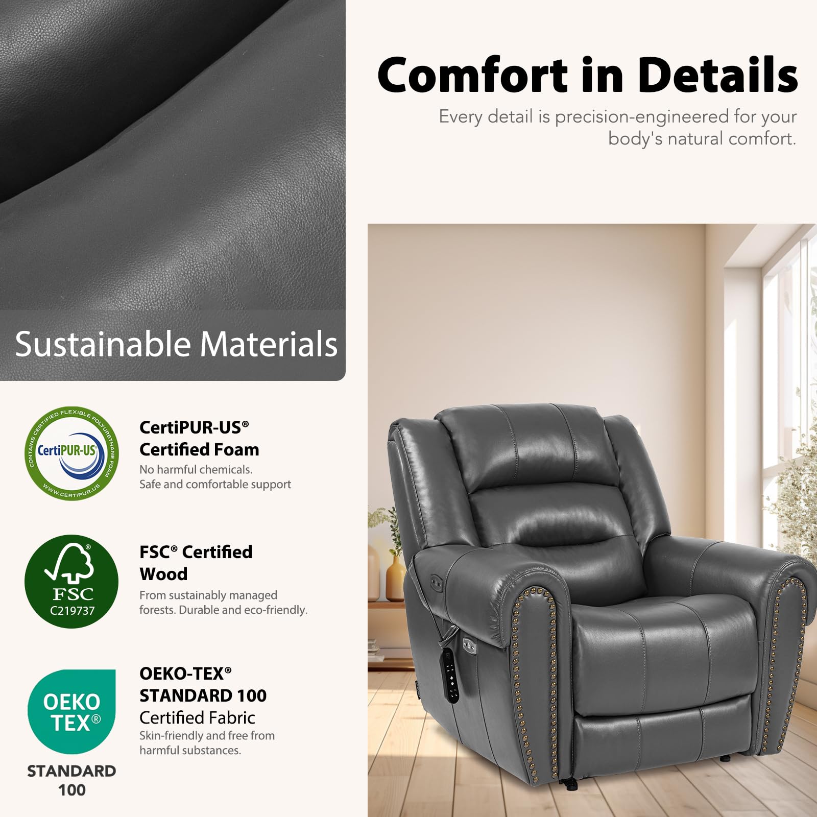 Power Lift Recliner Chair with Heat & Massage