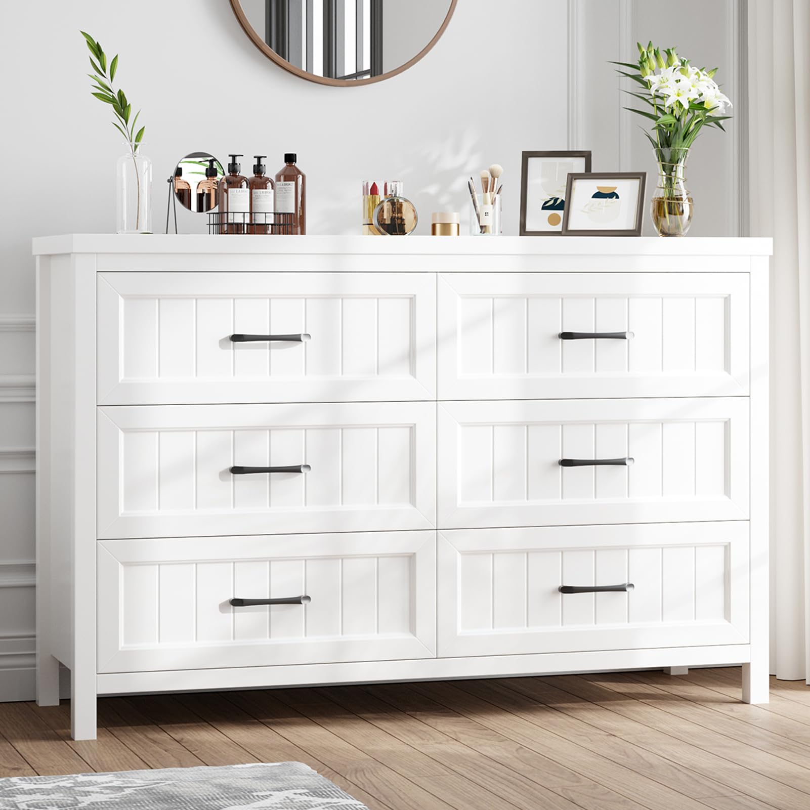 6-Drawer Farmhouse Dresser with Deep Storage